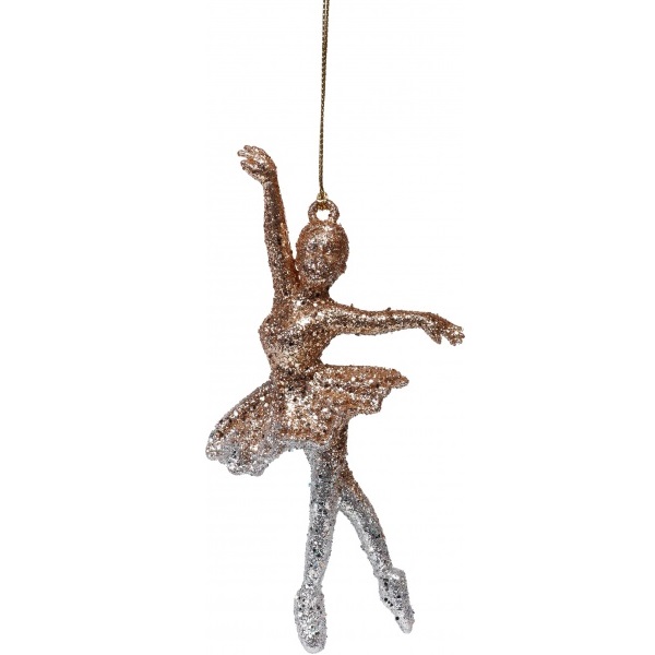 Підвіска Балерина з присипко 11 см сріблястий із золотистим EPI-P151207