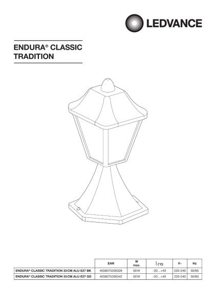Столб Ledvance E27 IP44 бронзовый Endura Classic Stand 33 Gold 