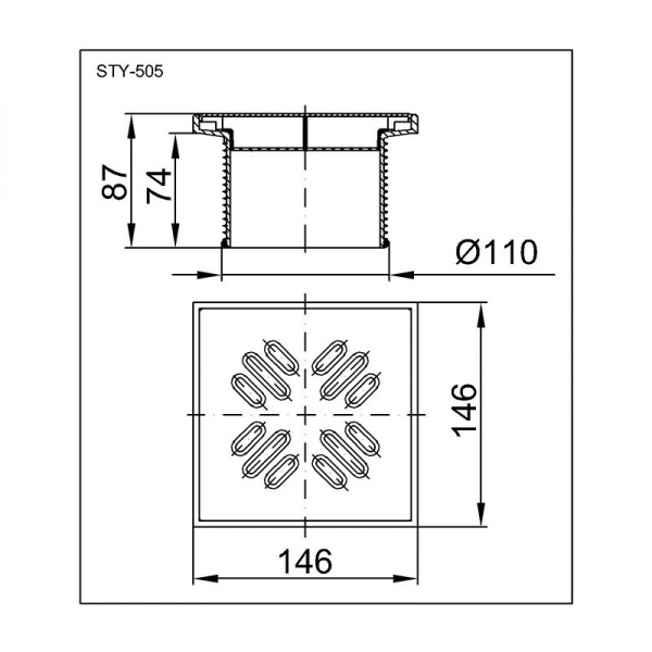 Надставка для трапа Styron с решеткой Мозаик STY-505-MOZAIK