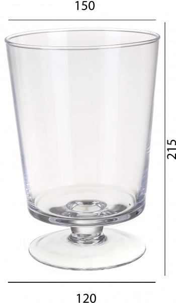 Ваза скляна прозора на ніжці H215D150 21,5 см 