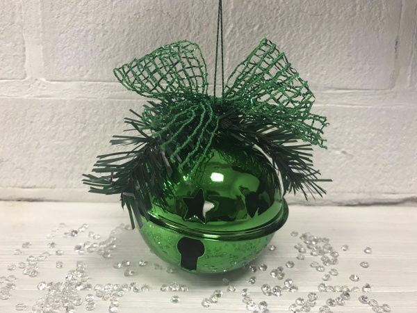 Декоративное изделие Діамантові ручки Елочное украшение Бубенчик 8 см зеленый 142028 