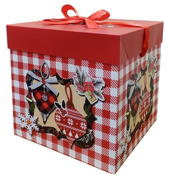 Коробка подарочная Happycom International новогодняя 10,8х10,8х10,8 см Премиум