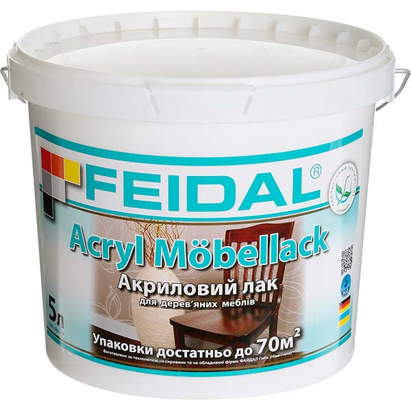 Лак меблевий Acryl Mobellack Feidal глянець 5 л прозорий
