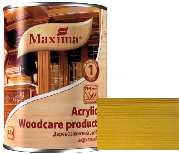 Декоративное и защитное средство для древесины Maxima акриловое калужница глянец 0,75 л