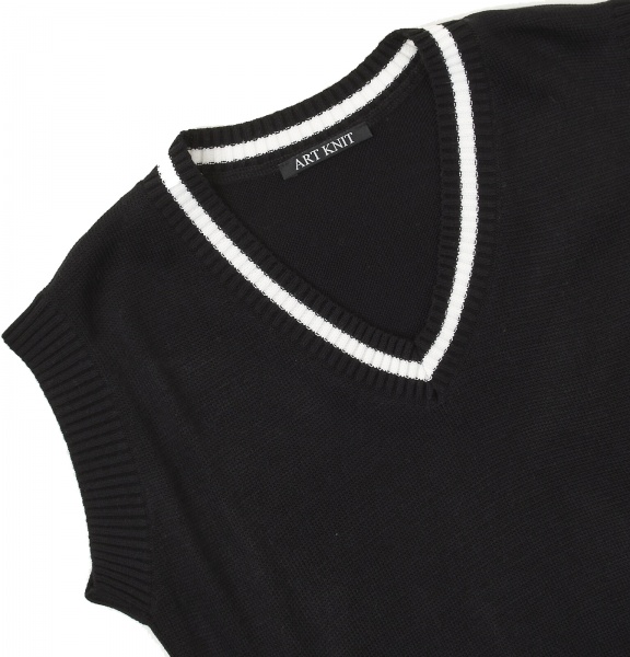 Жилет для дівчинки ART KNIT з білою смужкою р.128 чорний 26272 