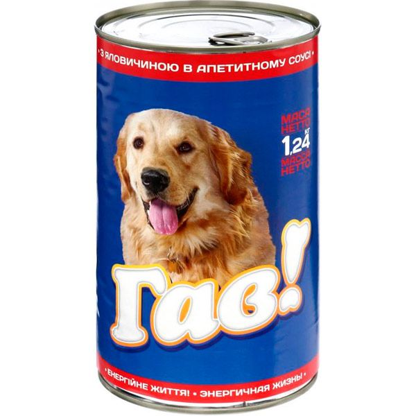 Консерва Гав! з яловичиною в апетитному соусі 1,24 кг