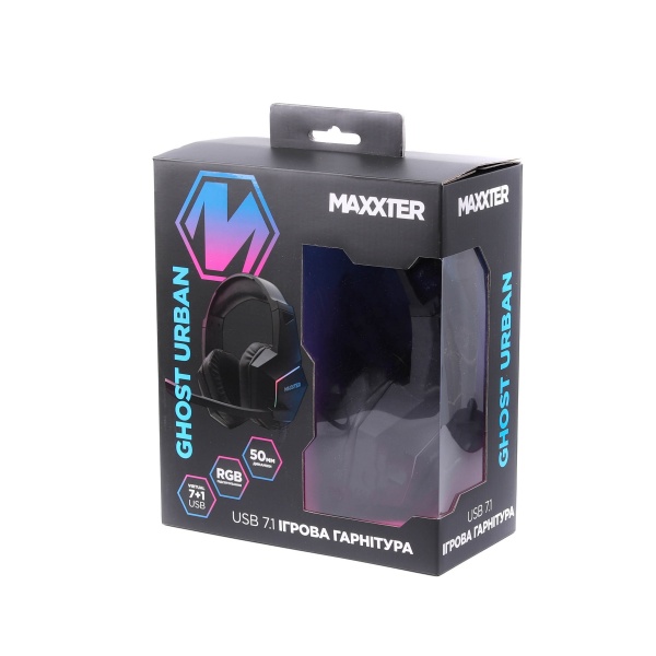 Наушники Maxxter Ghost Urban black 7.1 RGB подсветка 