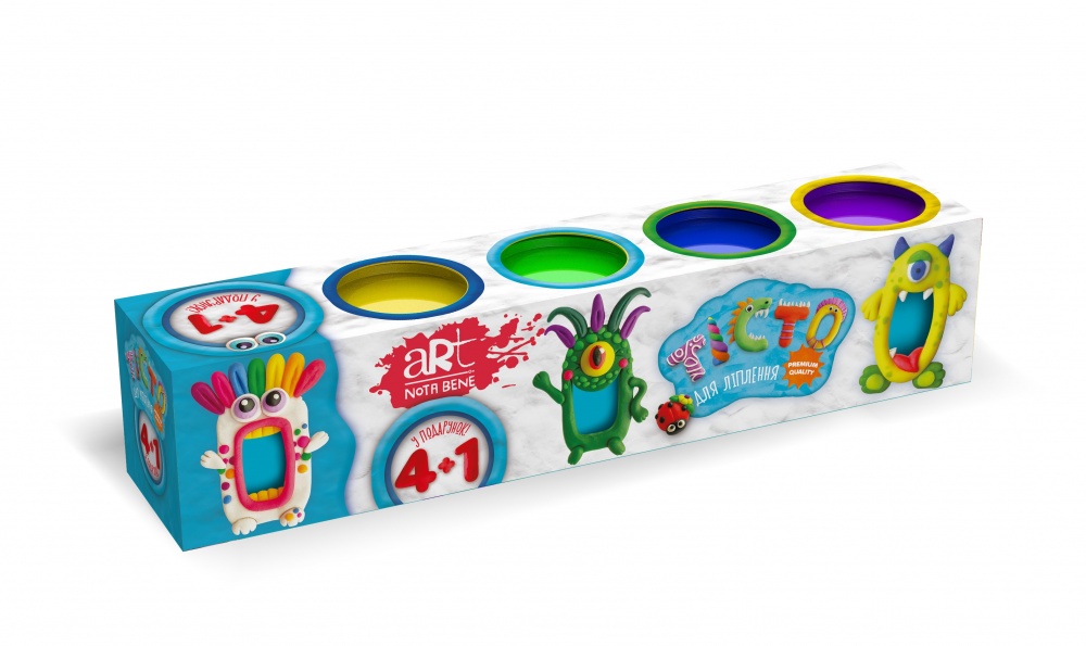 Тісто для ліплення ART Nota Bene 4+1 Баночки 5 кольорів