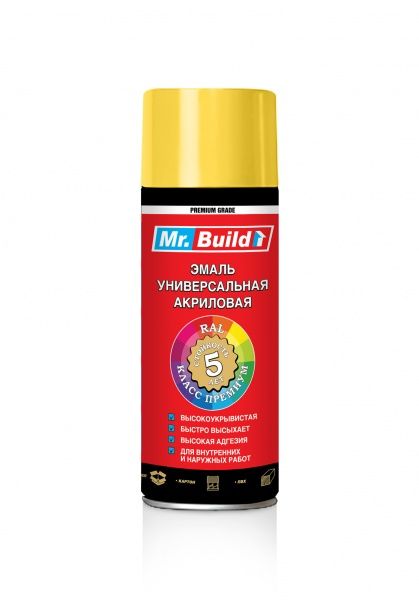 Эмаль аэрозольная Mr.Build универсальная акриловая RAL 1035 светлое золото глянец 400 мл