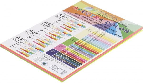 Папір офісний кольоровий Spectra Color A4 75 г/м неоновий Rainbow Cyber 100 аркушів різнокольоровий 