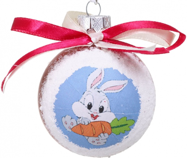 Шар новогодний символ года декупаж d 60 мм в ассортименте