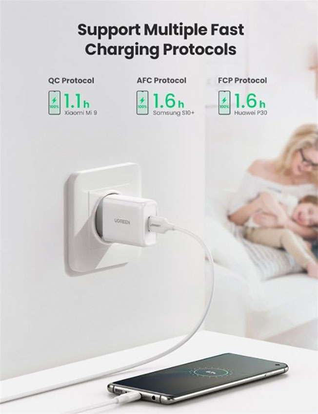 Сетевое зарядное устройство UGREEN CD122 18W QC3.0 USB Fast Charger 3A White (10133)