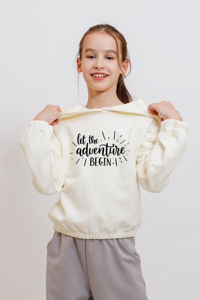 Худи для девочки KOSTA р.134 молочный 2525-3 