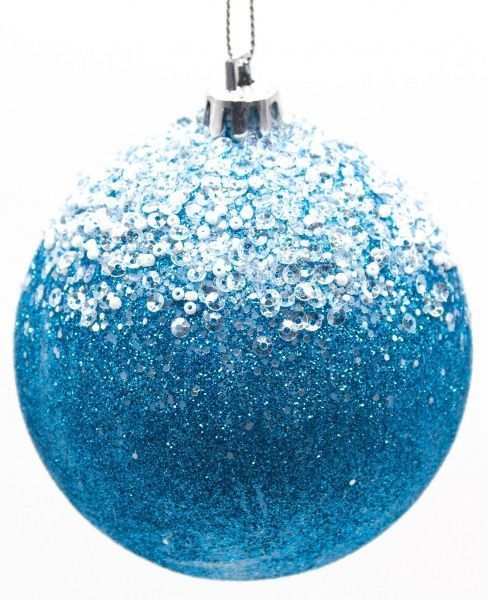 Куля новорічна Глітер d80 білий/фіолетовий