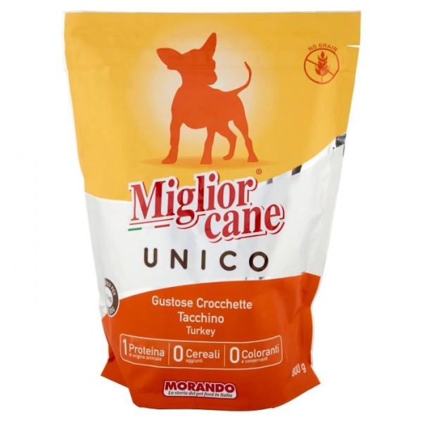 Корм сухий для собак міні порід для малих порід Migliorcane UNICO TOY з індичкою 800 г