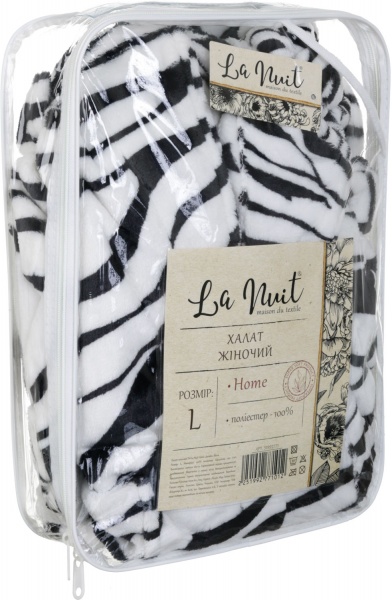 Халат женский La Nuit Виола р. XS черный с белым 