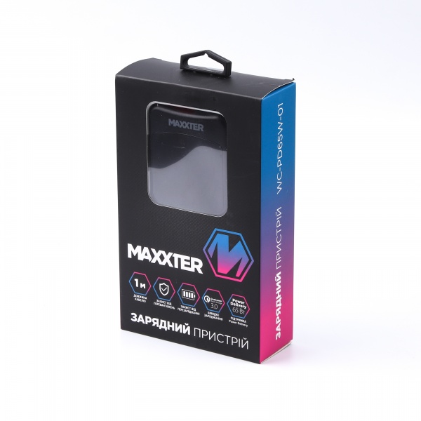 Зарядное устройство Maxxter WC-PD65W-01 2x USB-C 1х USB-A 