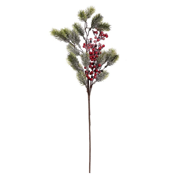 Гілочка декоративна хвойна YES! Fun з червоними ягодами засніжена 61 см 973937 