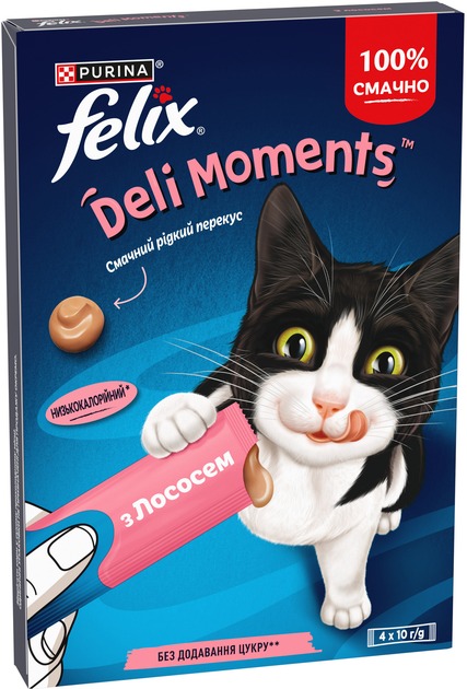 Ласощі FELIX by Purina Смачні моменти з лососем 4x10 г