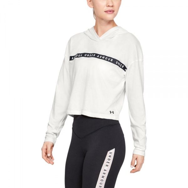 Джемпер Under Armour TAPED UA CROP HOODIE 1345891-112 р. XS белый