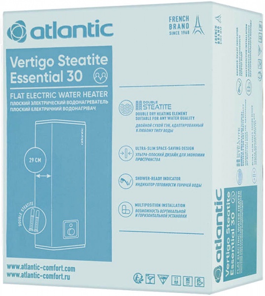Бойлер Atlantic Vertigo Steatite Essential 30 MP-025 2F 220E-S (1000W) 25 л