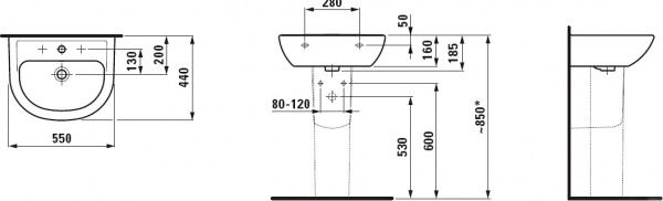 Умивальник Laufen Pro1095.1 550х440 мм
