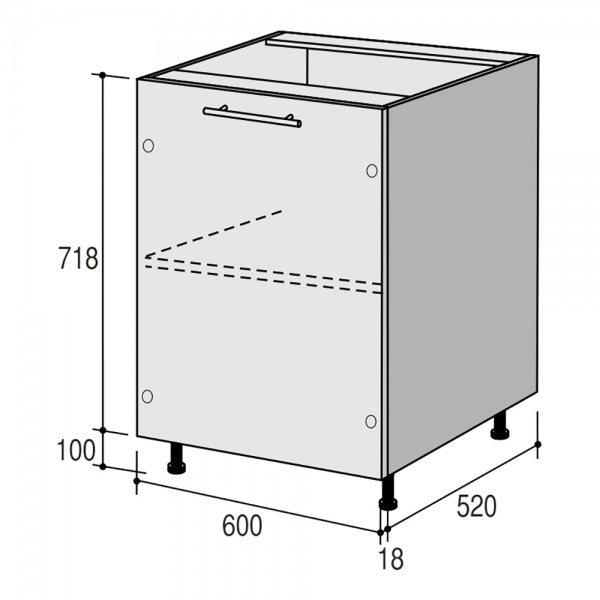 Тумба нижня Руна МН (1) 600x818x520 мм дуб полярний/білий ROKO