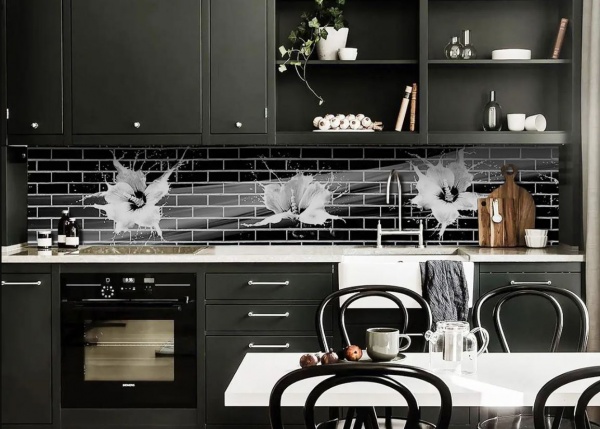 Наклейка на кухонный фартук Zatarga Черные кирпичи Z181316 65x250 см