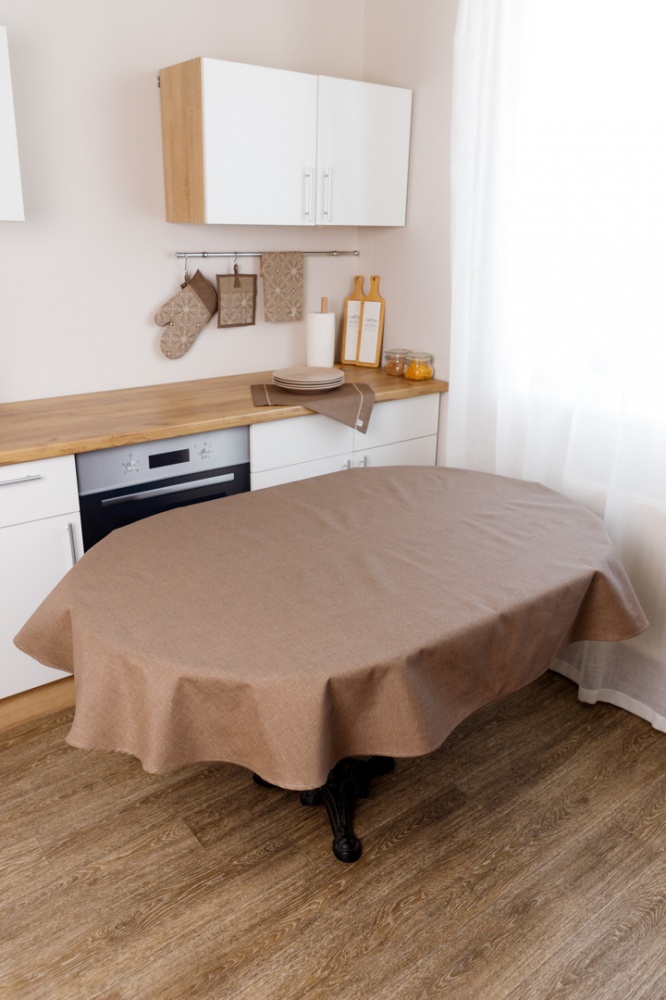 Скатерть овальная Корица Коричневая 133x180 см Прованс