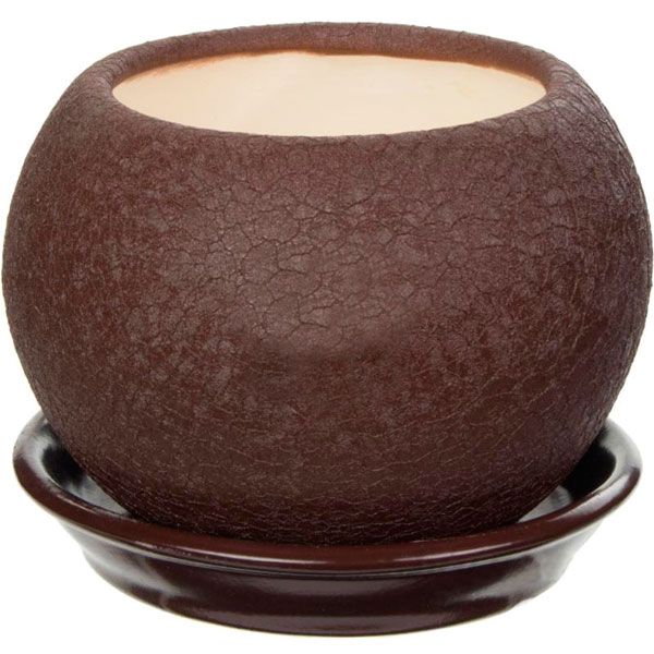Горщик керамічний Оріана-Запоріжкераміка Куля шовк круглий 0,4л темний шоколад (037-3-098) 