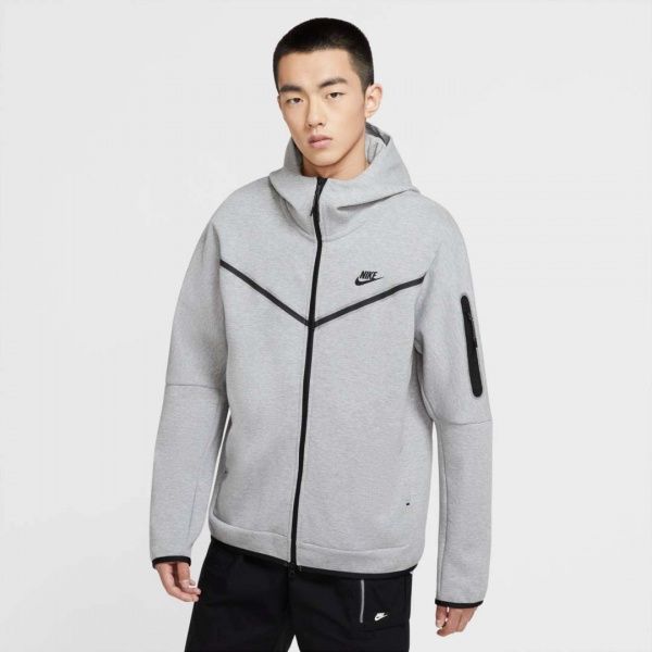Джемпер Nike M NSW TCH FLC HOODIE FZ WR CU4489-063 р. S сірий меланж