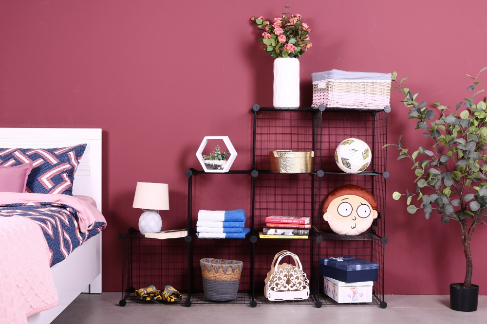 Стелаж дротяний куб metal сubes storage 9 полиць 1105х1105х370 мм чорний