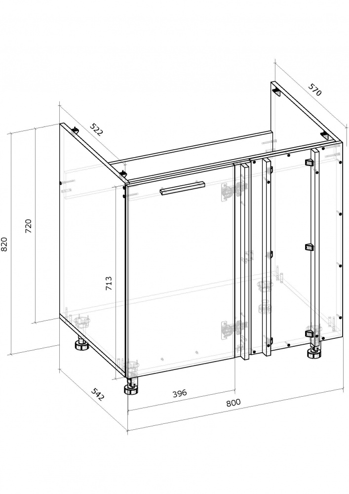 Тумба нижняя угловая НМЩ 80х82х52 МС Кашемир кашемир/кашемир Грейд