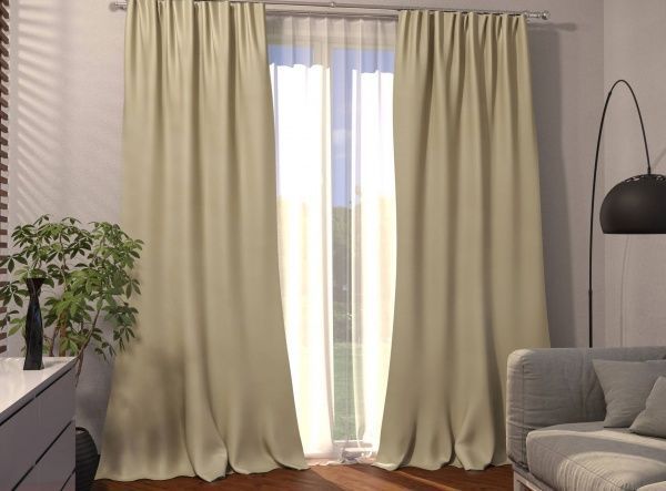 Портьера Блекаут однотонная 150х270 см, золото-беж ТК-Домашній текстиль ТОВ