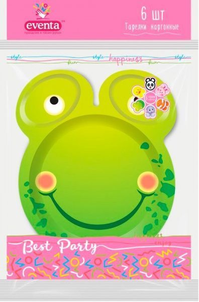 Тарілки одноразові Eventa звірята 20 см в асортименті 6 шт.