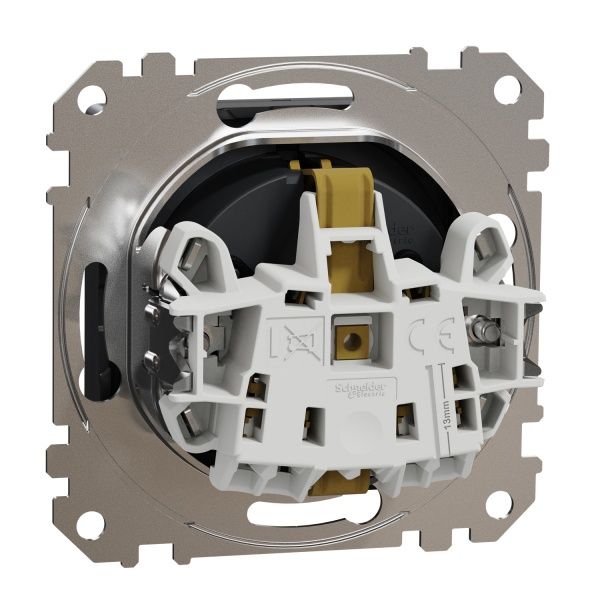 Розетка силова із заземленням Schneider Electric Sedna Design зі шторками з кришкою чорний SDD114024