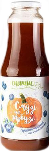 Сік Спориш Гарбузово-чорничний з м'якоттю без цукру 0,3л 