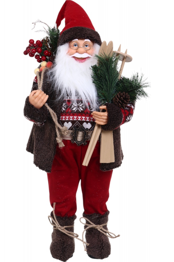 Декорація новорічна Санта лісовий Червоно-Коричневий 60 см