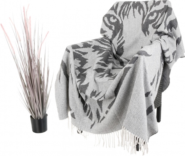 Плед Валенсия Тигр 140x200 см светло-серый с принтом Vladi 