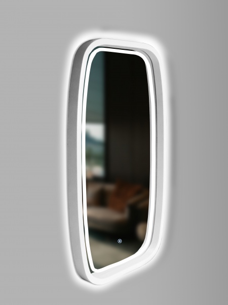 Дзеркало з вбудованим підсвічуванням Luxury Wood New Art Slim LED ясен сніжно-білий 450x750 мм 