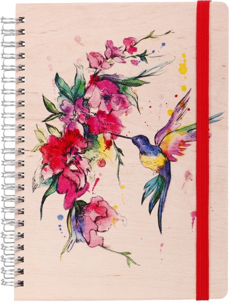 Блокнот эко деревянный А5 Колибри в точку на пружине 120 стр. KIRI Sketch