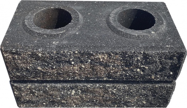 Цегла гіперпресована LEGO-FASAD колота кутова коричнево-чорна