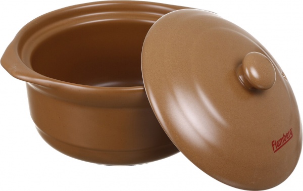 Кастрюля керамическая 2,4 л коричневая жаростойка Flamberg
