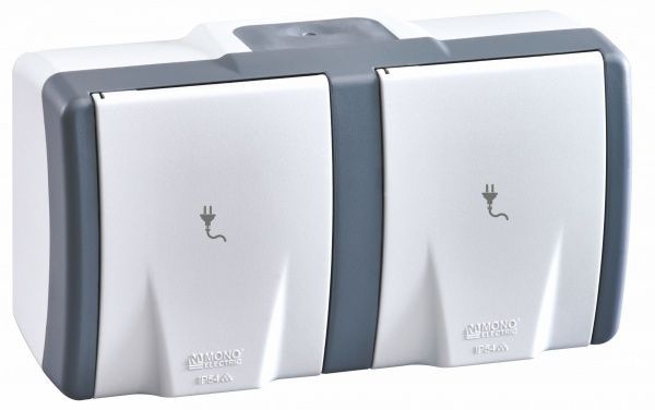 Розетка двойная с заземлением Mono Octans серый 154-020007-120