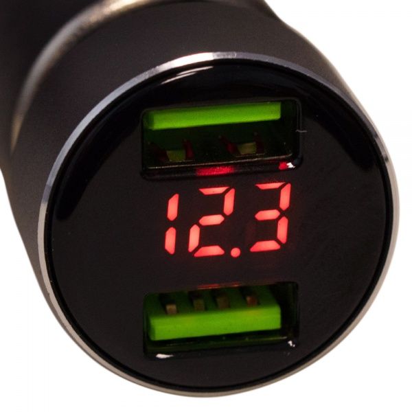 Автомобильное зарядное устройство PULSO C-31209BK 2USB + вольтметр