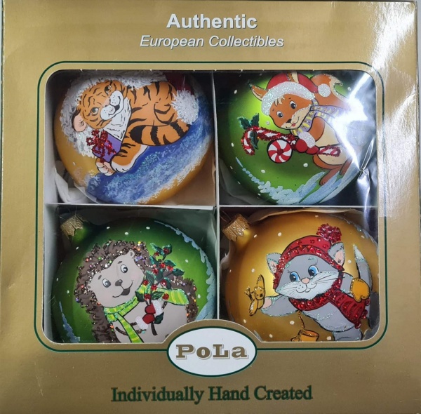 Набір ялинкових куль Звірі кольоровий d90 мм 4 шт./уп. 