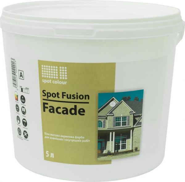 Фарба акрилова водоемульсійна Spot Colour Fusion Facade мат білий 5л 