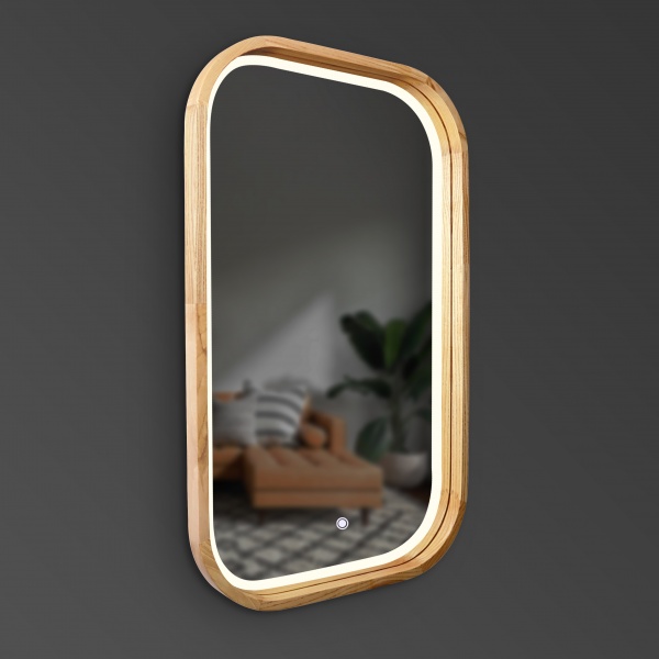 Зеркало со встроенной подсветкой Luxury Wood Reliability SLIM LED ясень натуральный 550x750 мм 