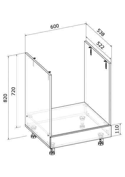 Тумба нижняя под духовку МС Мэри НД 60х82х53,8 см дуб платиновый/белый Грейд