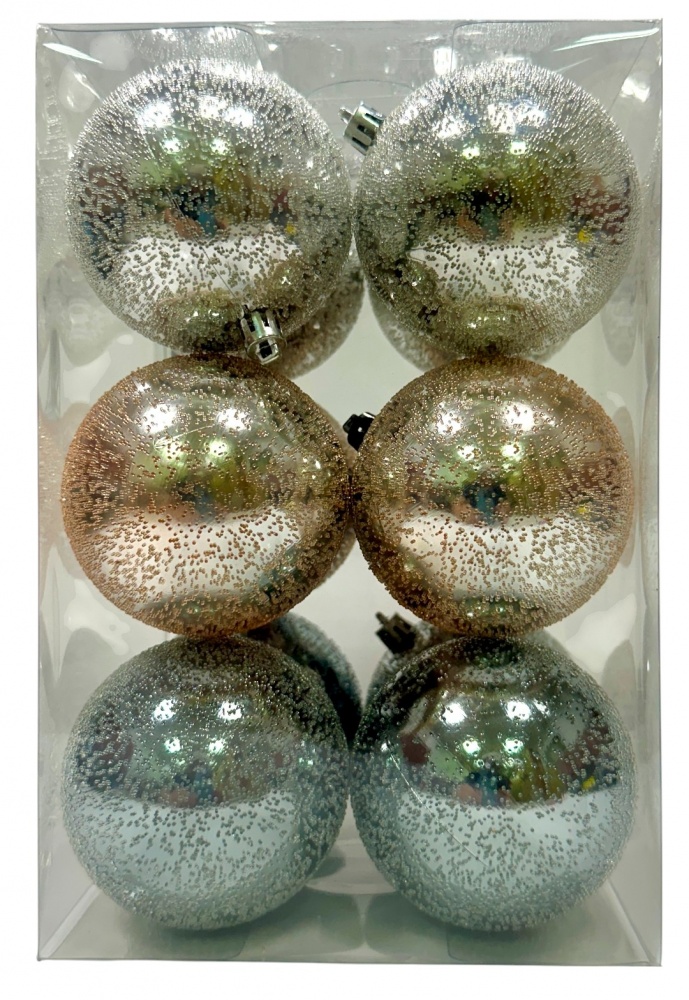 Набор игрушек шары гармония 12 шт серебро и золото 8 см в ассортименте